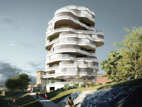 a uniquely styled apartment block designed in France