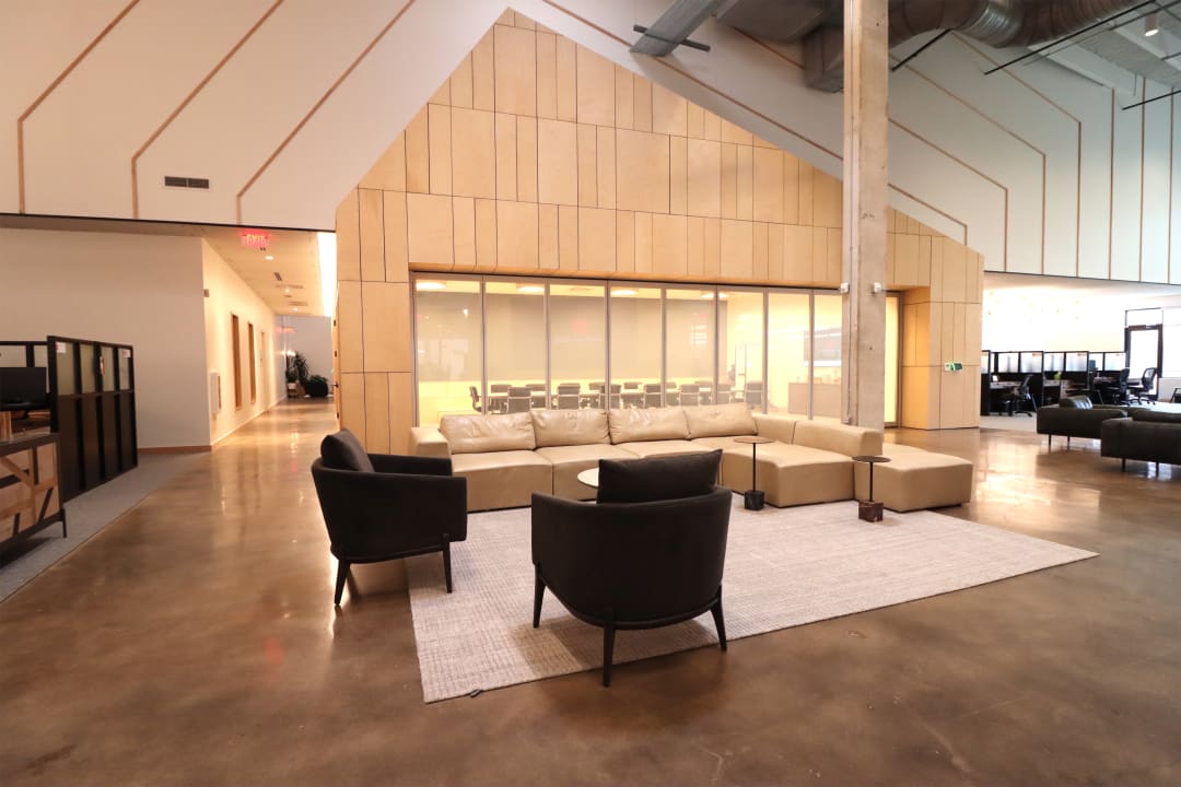 large meeting area with glass panelled doors