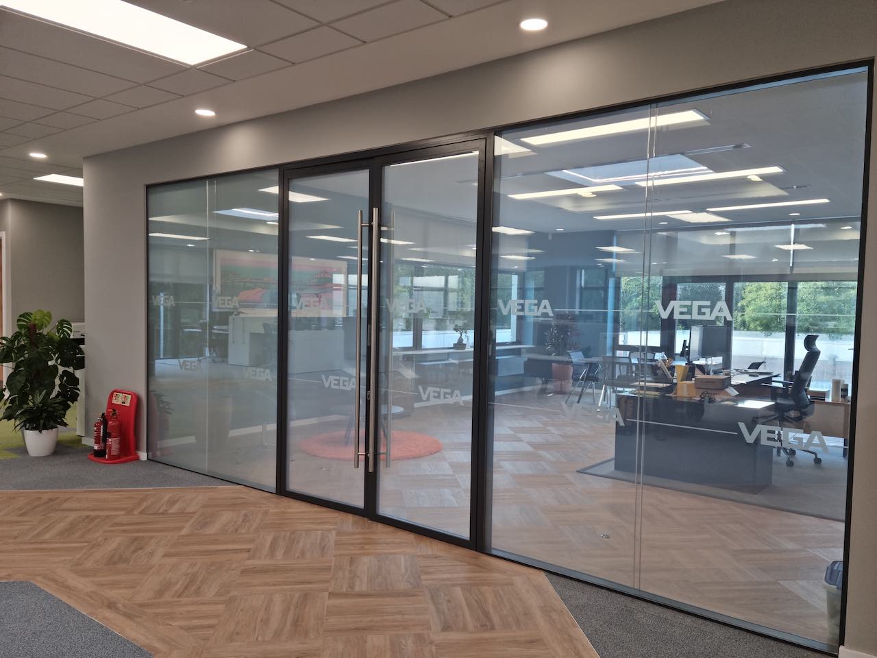 privacy glass on management office suite, powered on
