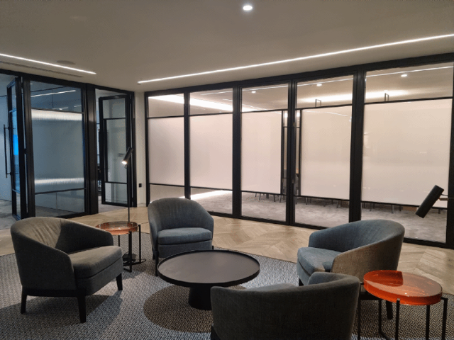 A client recently designed a project involving Privacy Smart Glass to ensure visual and acoustic privacy when required ('Off' image)