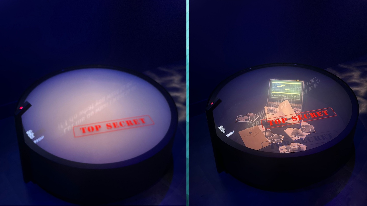 Switchable privacy glass as part of an interactive museum display