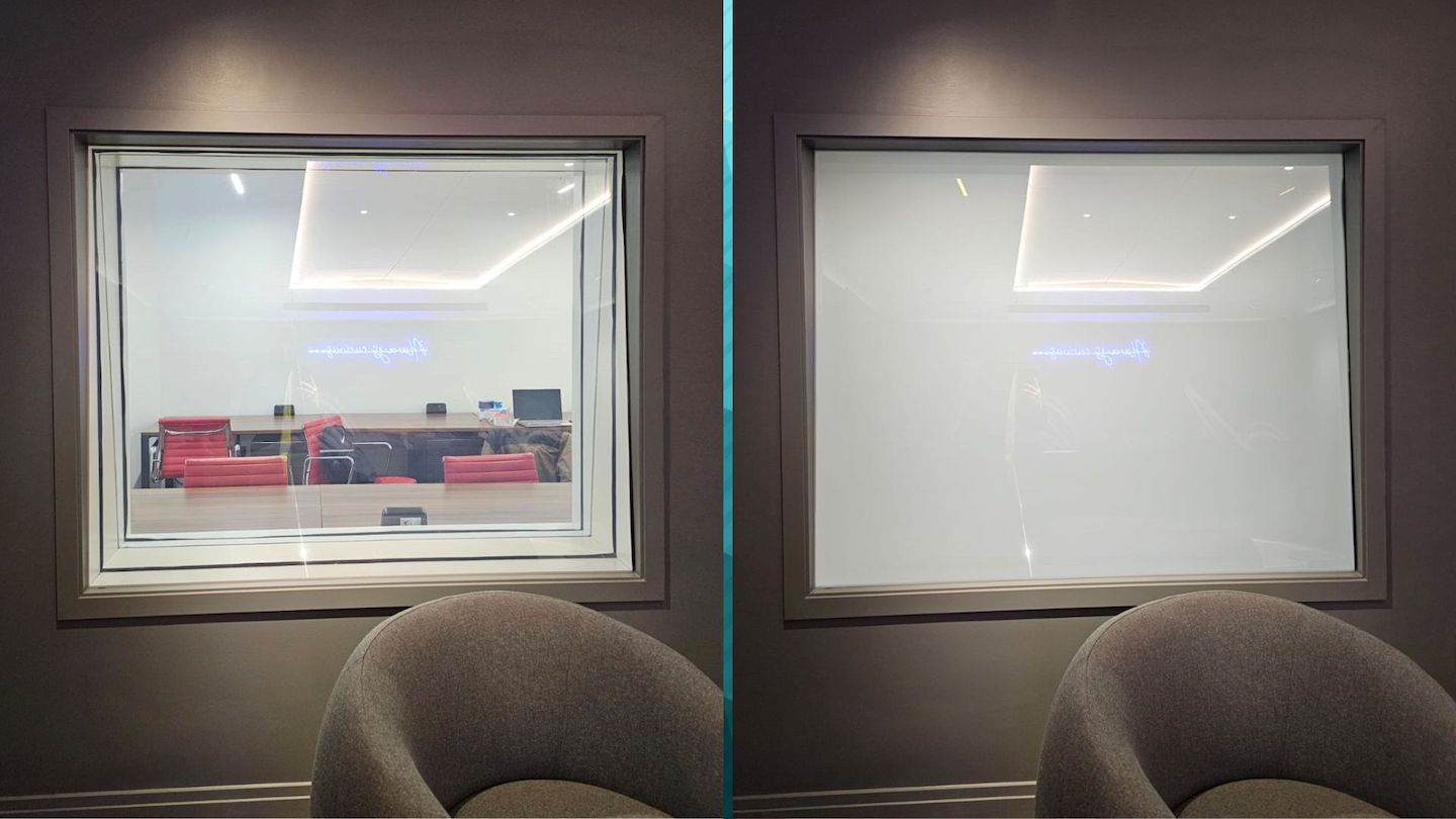 Privacy smart glass lends itself well to innovative office designs, offering timeless design quality with on-demand privacy.
