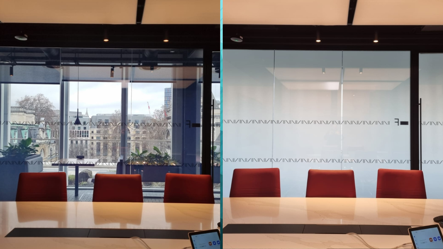 Switchable privacy glass transforms a London office into a stylish open-plan space to maximise natural light.