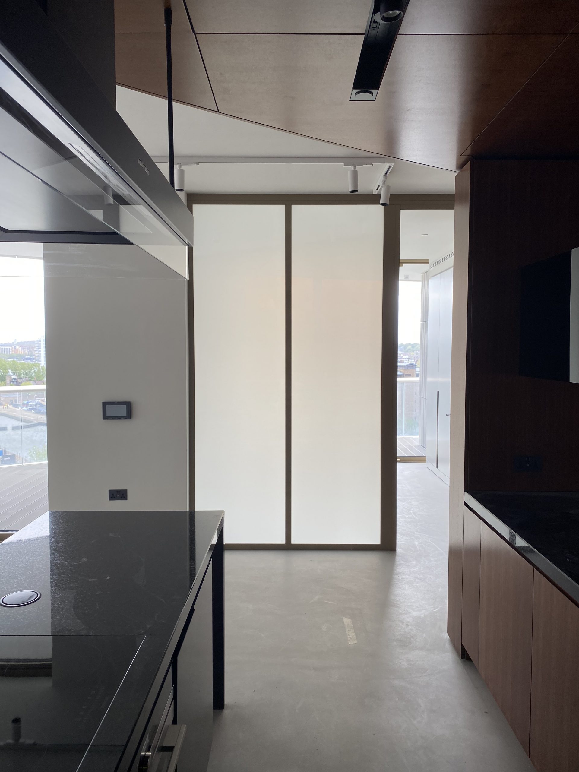 Privacy smart glass panels provide easy privacy when required, letting in light when preferred