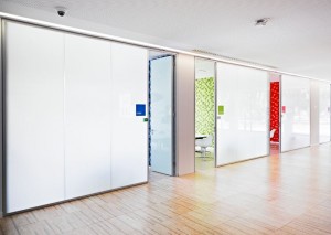 An image of switchable glass installed at Microsoft's Portuguese HQ